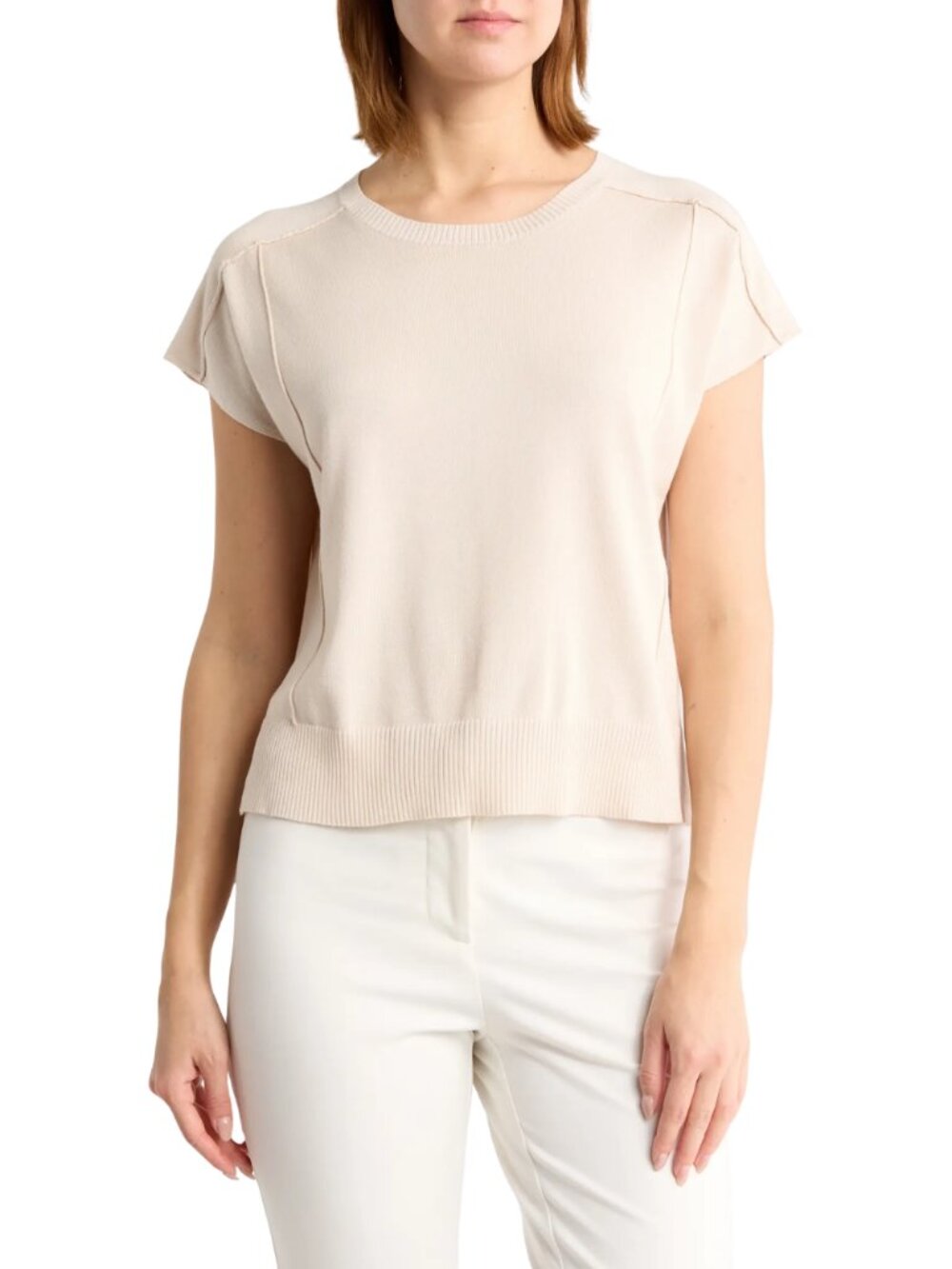 Adrianna Papell Exposed Seam Extended Sleeve Sweater
